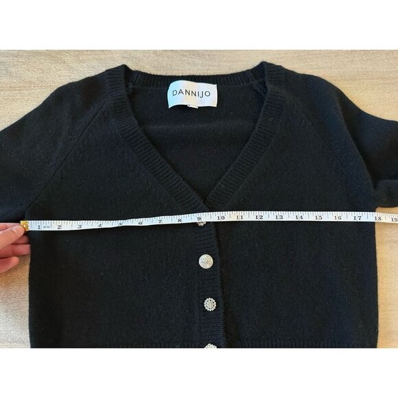 Dannijo Black V Neck Cropped Cardigan Jewel Buttons Cashmere Wool Small - Picture 6 of 8